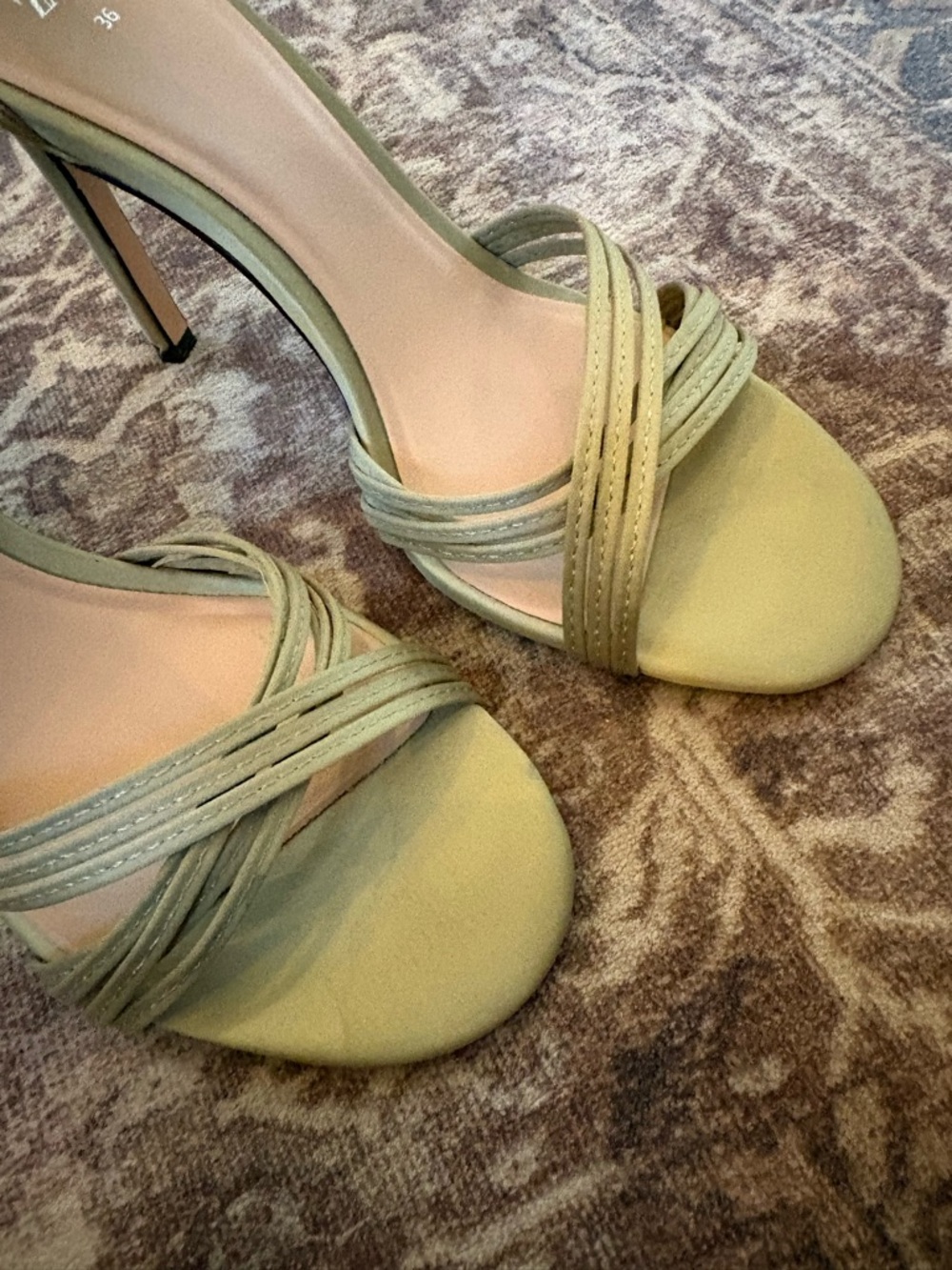ZARA Sage Green Multi‑Strap Ankle Strap High Heels sandal 36/6 - Picture 3 of 7